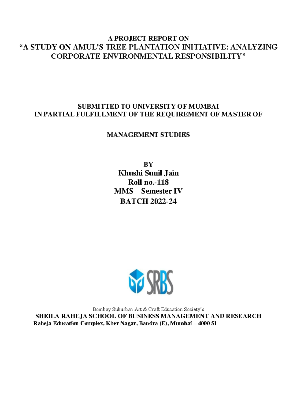 A Study on Amul's Tree Plantation Initiative: Analyzing Corporate ...