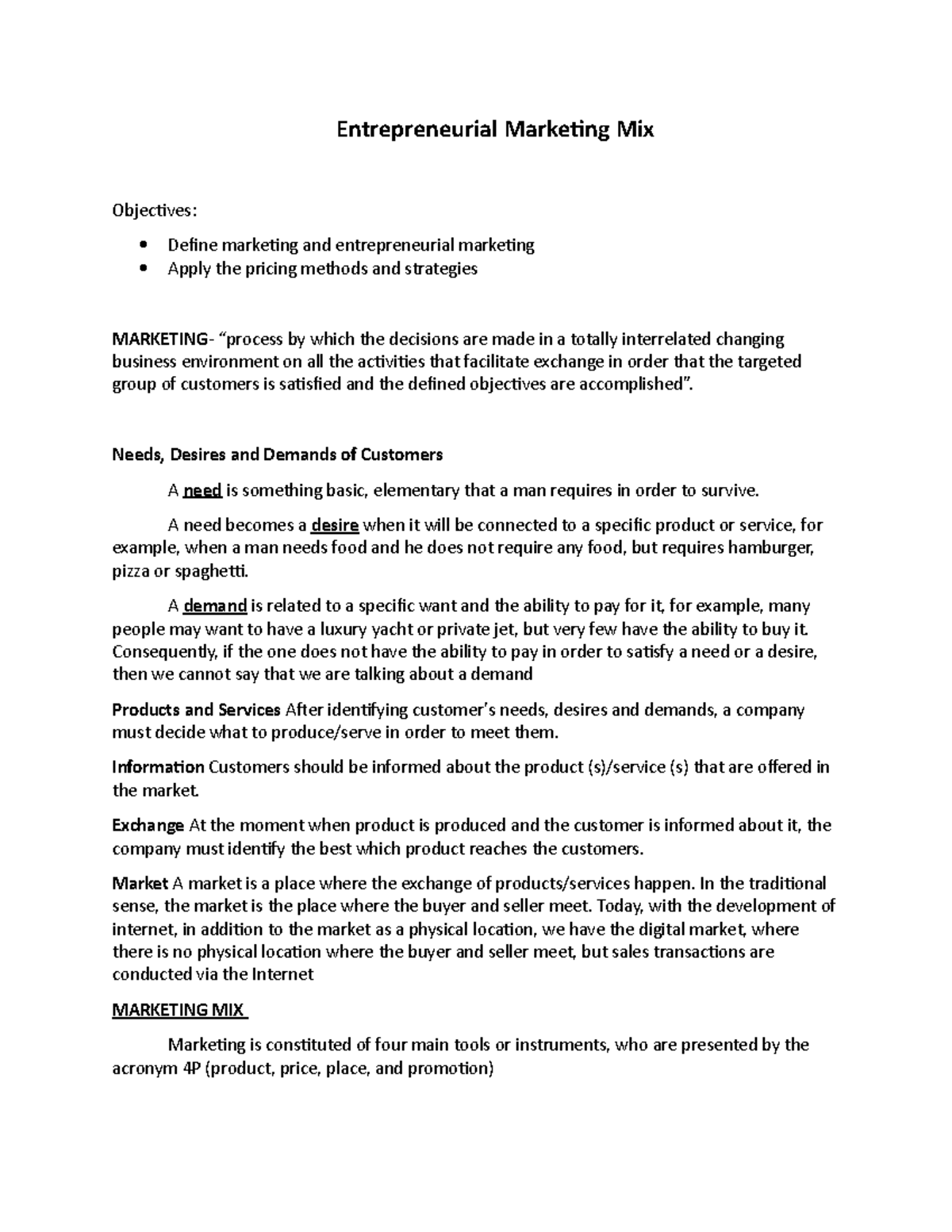 Entrepreneurial Marketing Mix Entrepreneurial Marketing Mix