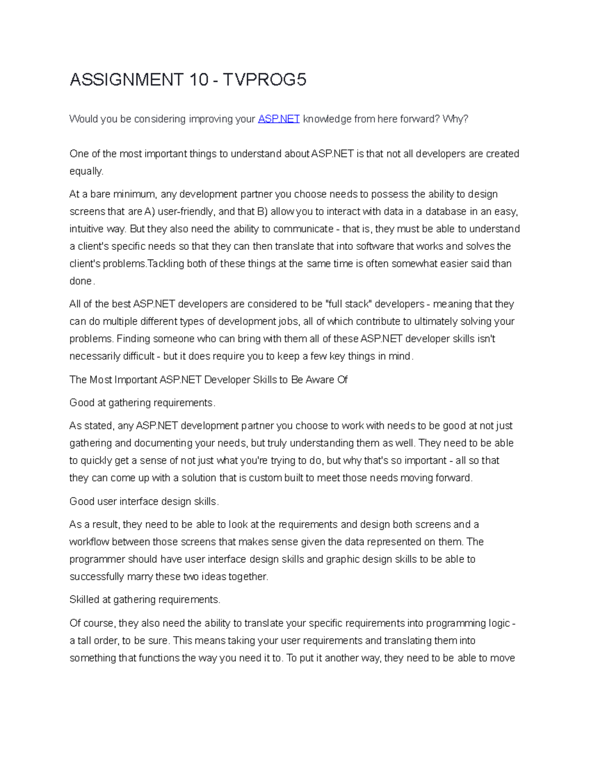 Assignment 10 - Tvprog 5 - ASSIGNMENT 10 - TVPROG Would you be ...