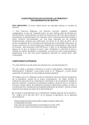 Casos Practicos Aplicacion Tributos Y Procedimientos De Gestion Studocu