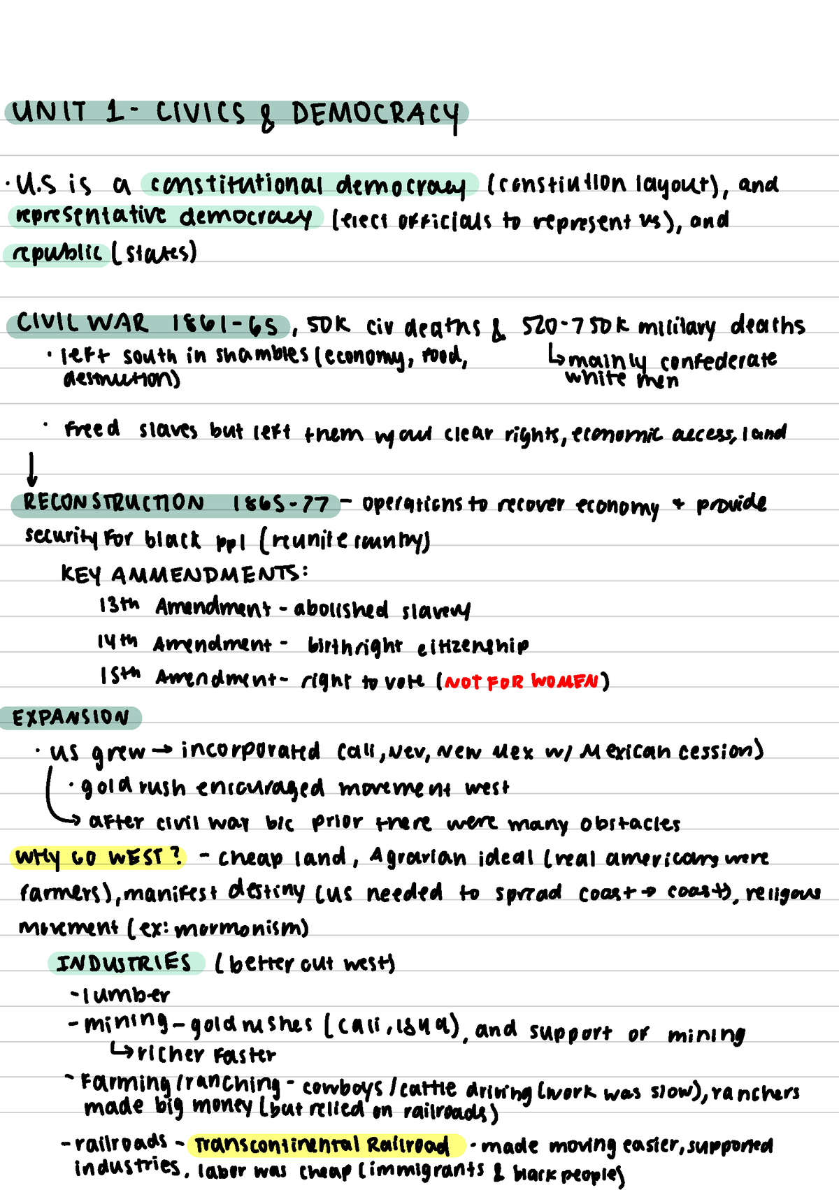 Exam 1 Study Guide Page 1 - UNIT 1- CIVICS & DEMOCRACY U Is A ...