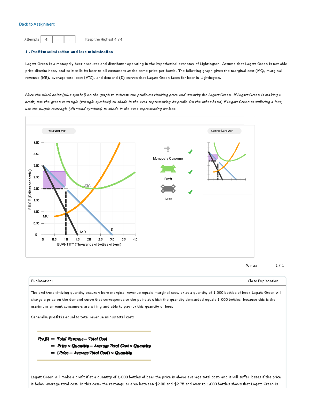 6.1 Profit Mazimization And Loss Minimization - Points: 1   1 Close 