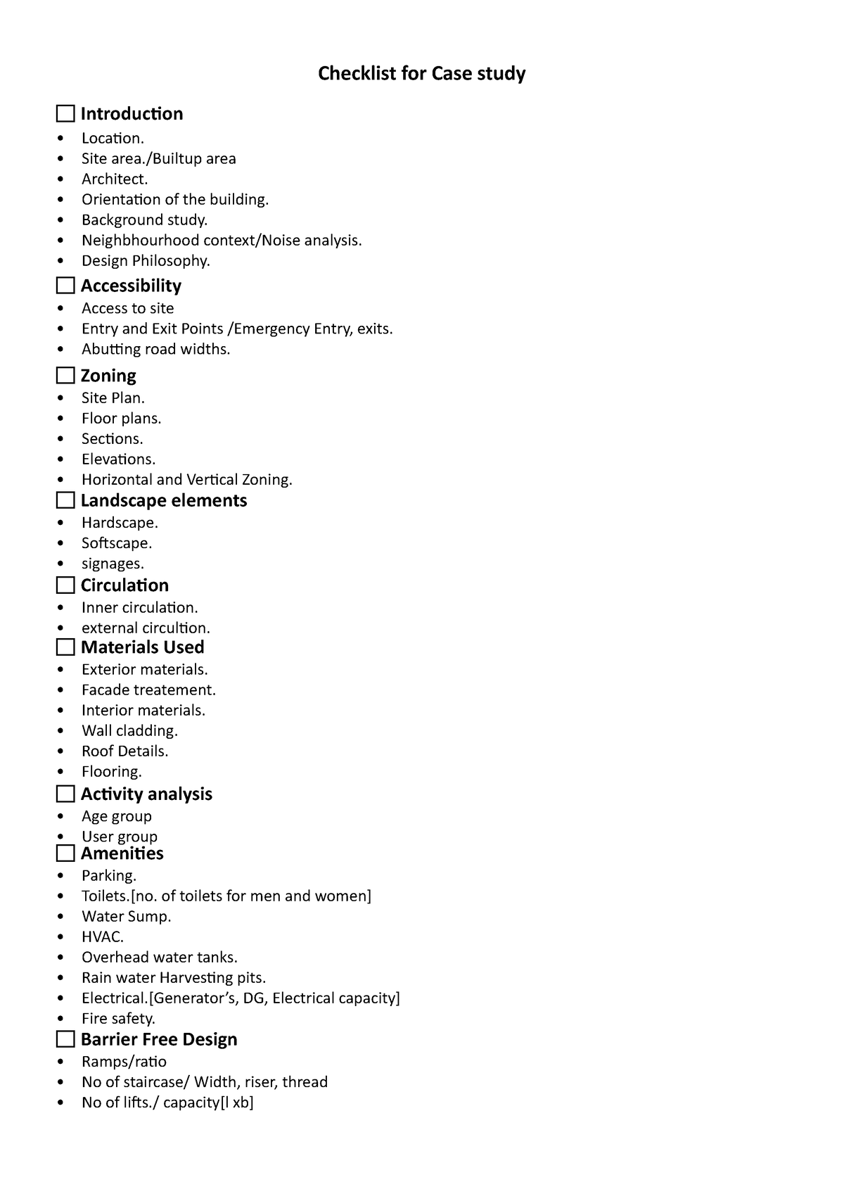 Checklist - Introduction Accessibility Zoning Landscape elements ...