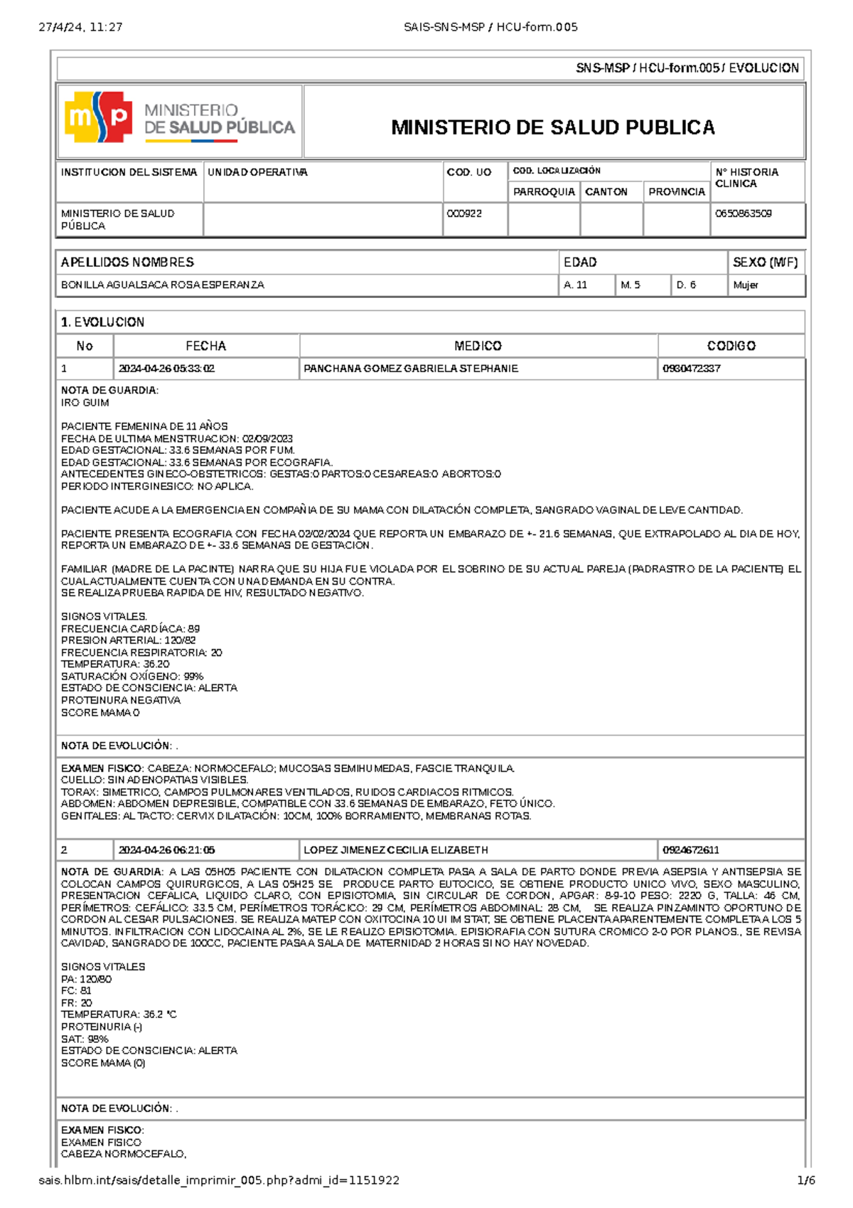 -MSP HCU-form - Apuntes - SNS-MSP / HCU-form / EVOLUCION MINISTERIO DE ...
