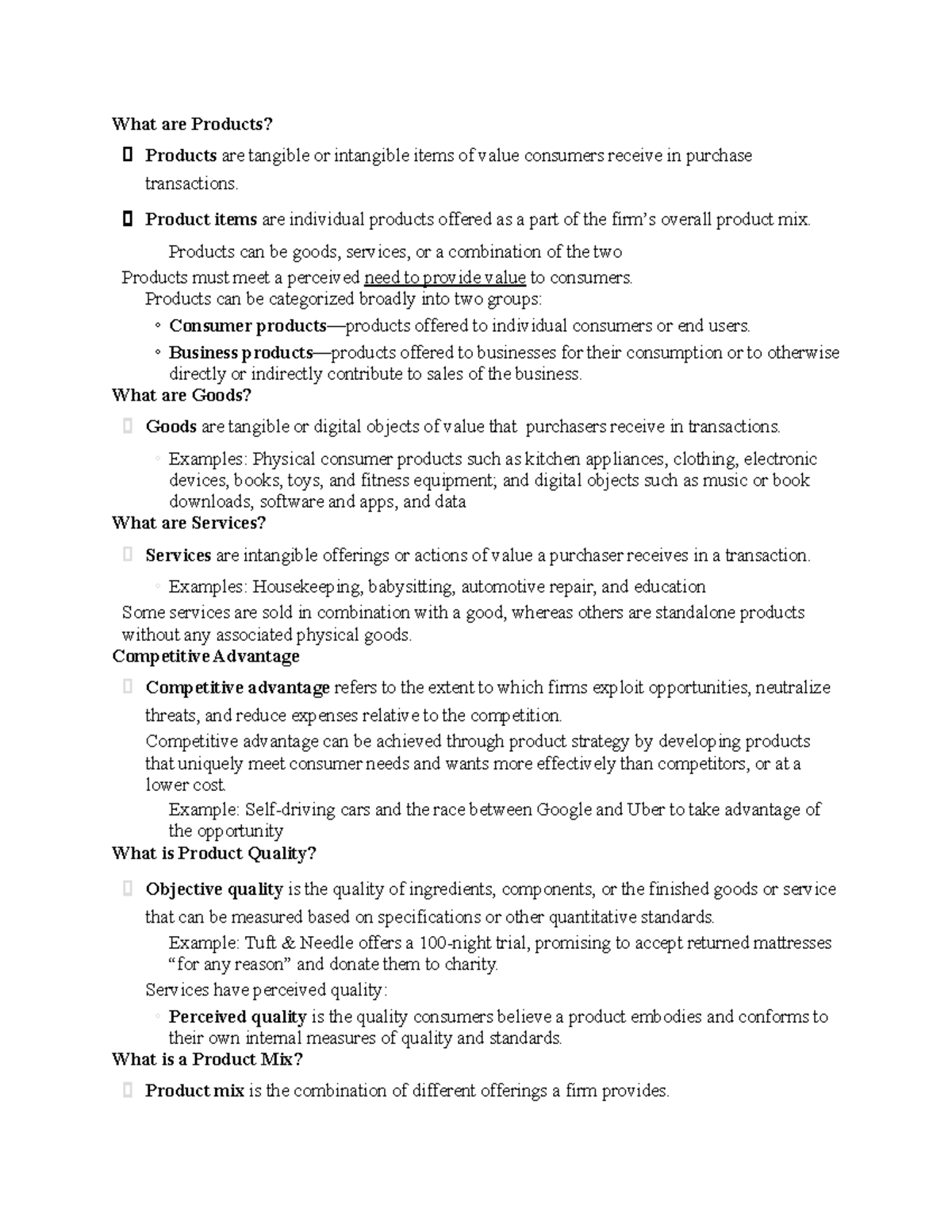 MKT315-ch.5 Notes 1 - What Are Products? ฀ Products Are Tangible Or ...