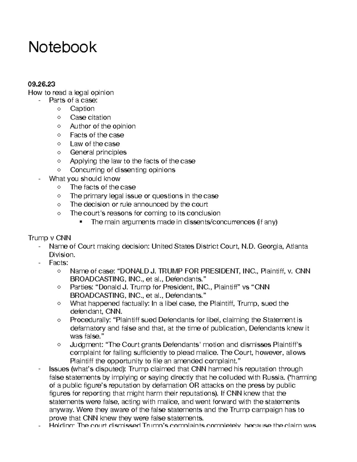 J385 - notes from fall 2023 - 09. How to read a legal opinion Parts of ...