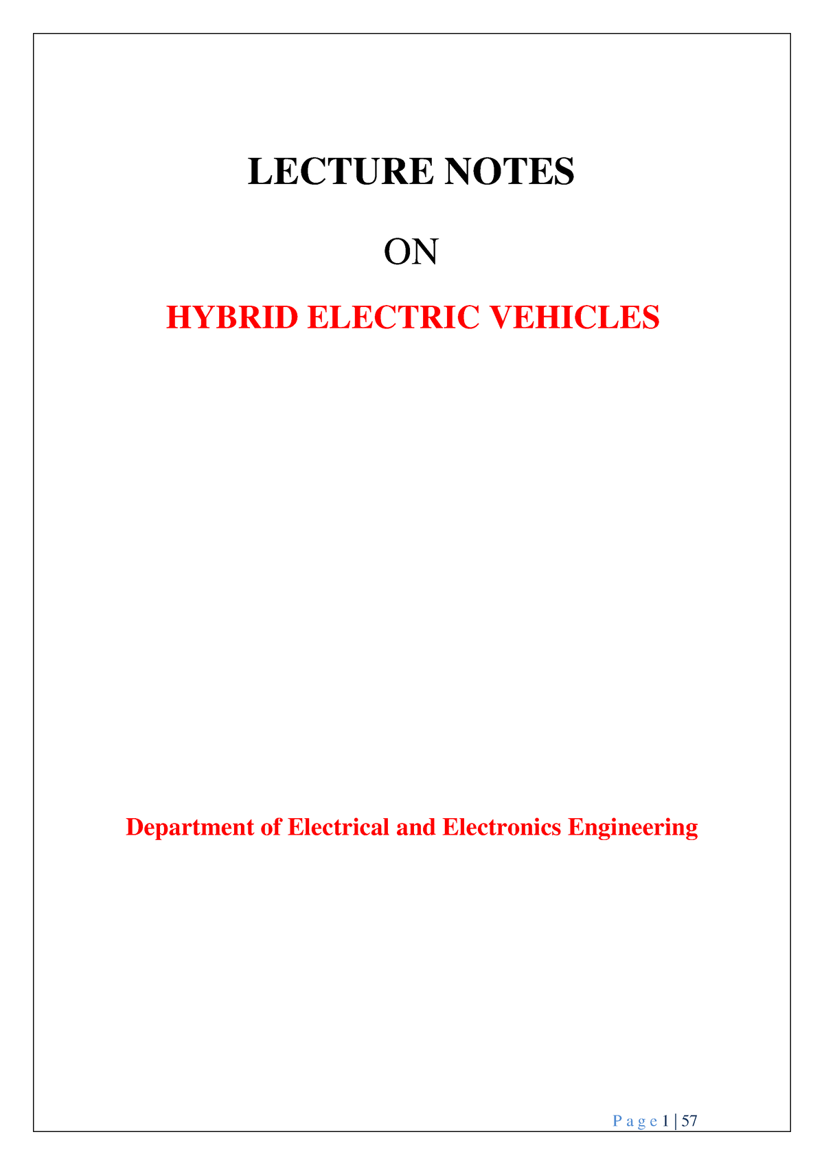 HEV notes pdf (1) LECTURE NOTES ON HYBRID ELECTRIC VEHICLES 2019