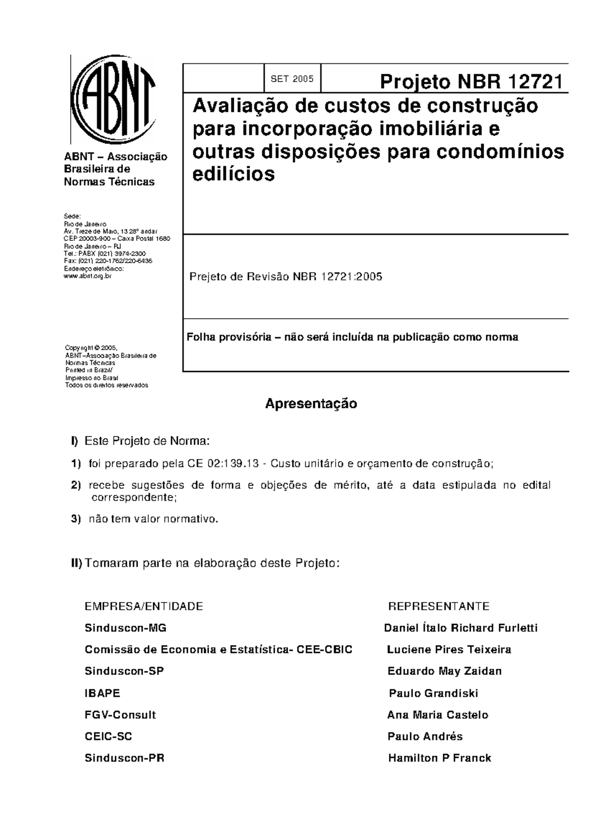 Nbr 12721 Atualizada 2022 Pdf - RETOEDU