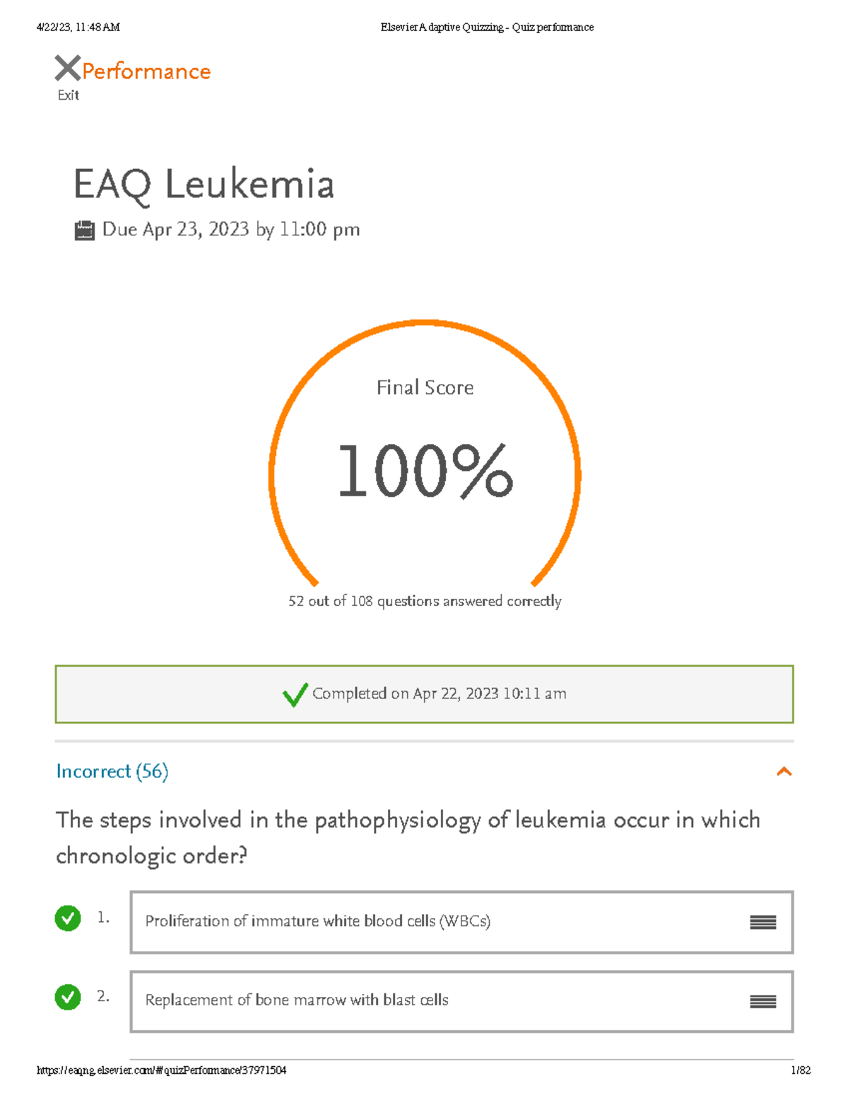 CH 30 EAQ Leukemia - EAQS - Exit Performance EAQ Leukemia Due Apr 23 ...