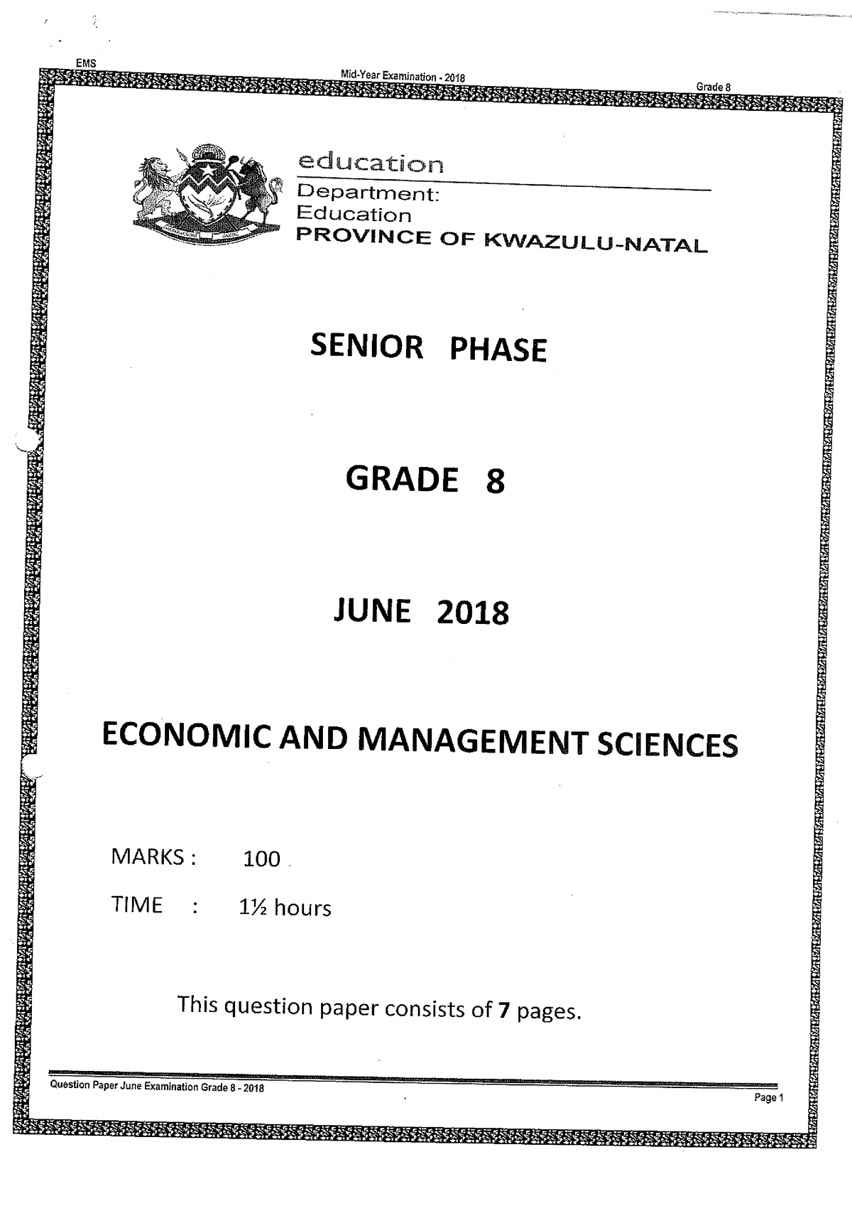 Ems Question Paper June 2018 Ems11es Studocu