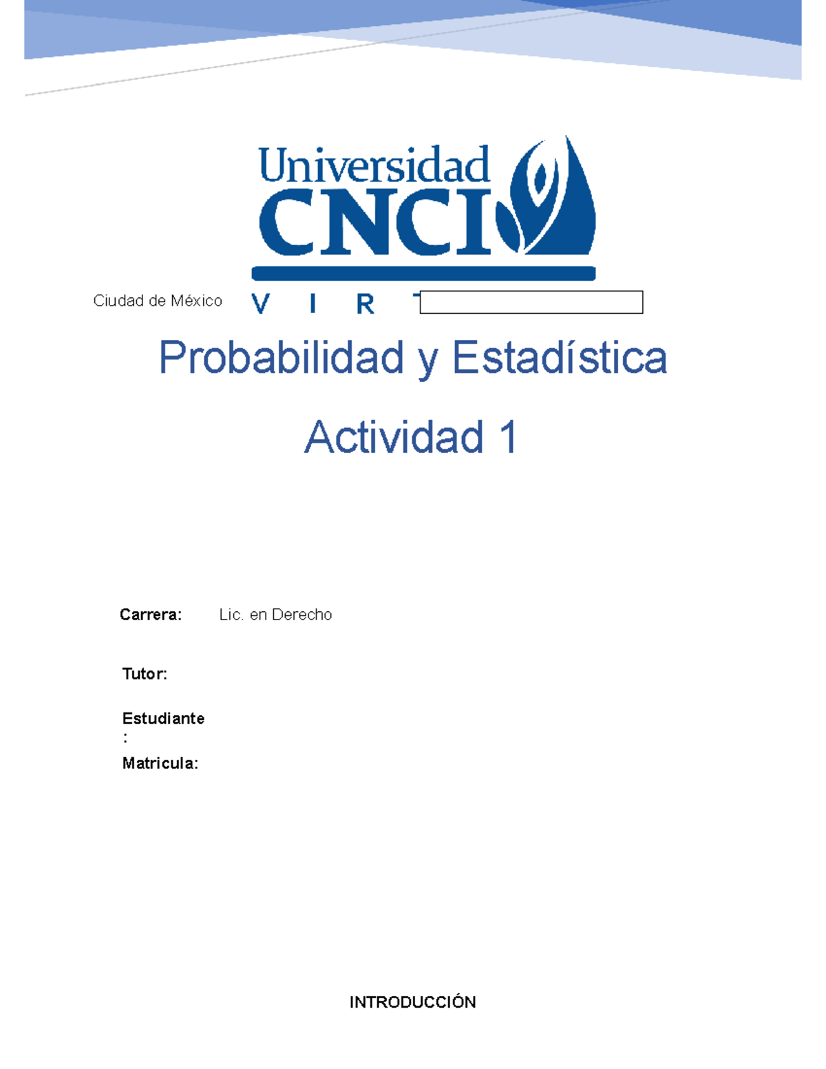 Probabilidad Y Estadistica Actividad I - Studocu