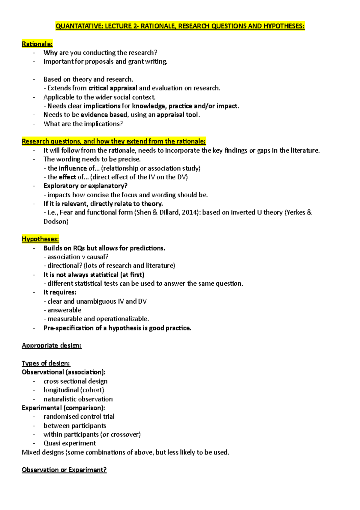 (2) Rationale, Q's & Hypotheses - Rationale: - Why are you conducting ...