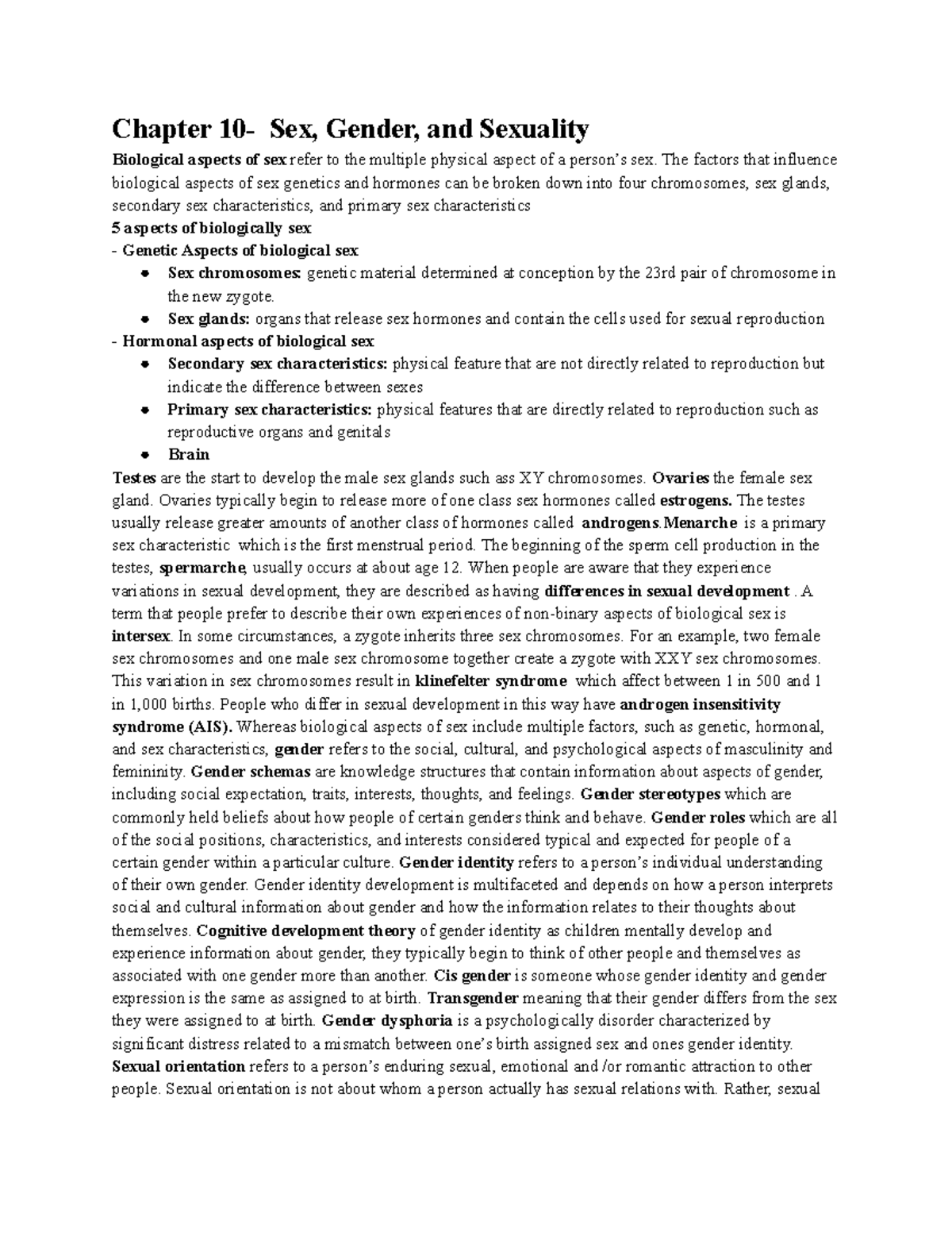 Chapter 10 Sex Gender And Sexuality Chapter 10 Sex Gender And Sexuality Biological 