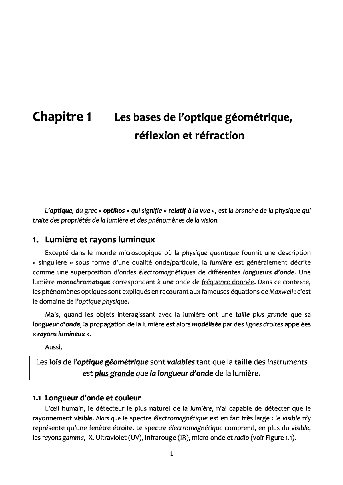 Chapitre 1 Les Bases De L'optique Géométrique - Cours D'optique ...