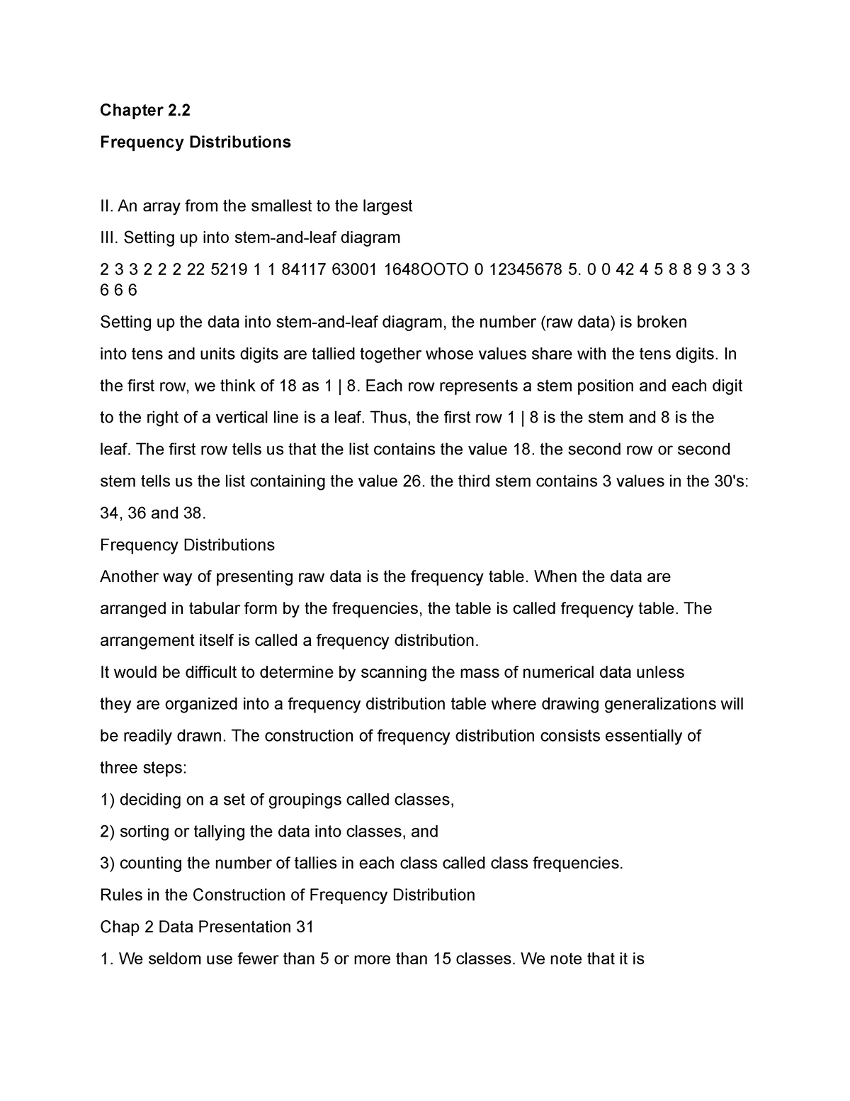 Frequency Distributions - Chapter 2. Frequency Distributions II. An ...