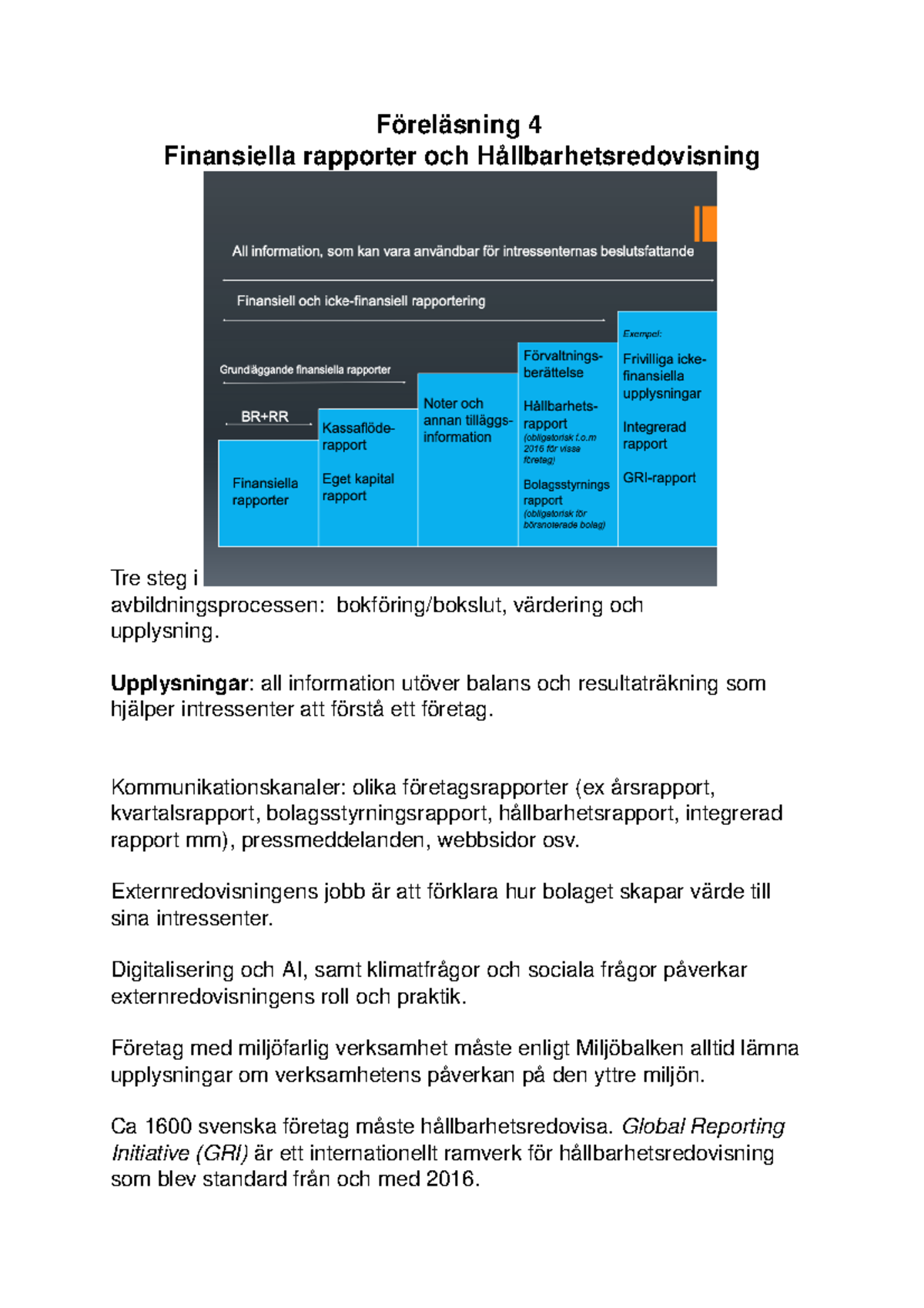 Föreläsning 4 Finansiella rapporter - Föreläsning 4 Finansiella ...