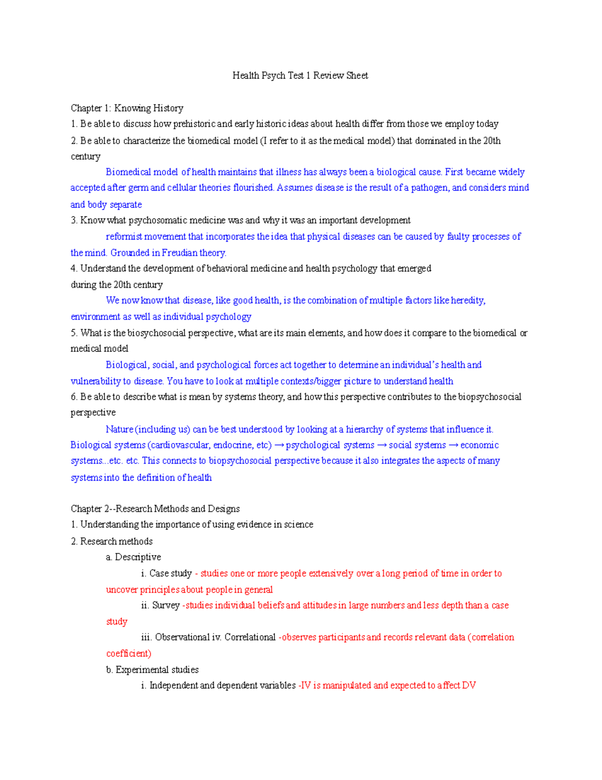 Health Psyh Test 1 review sheet - Health Psych Test 1 Review Sheet ...