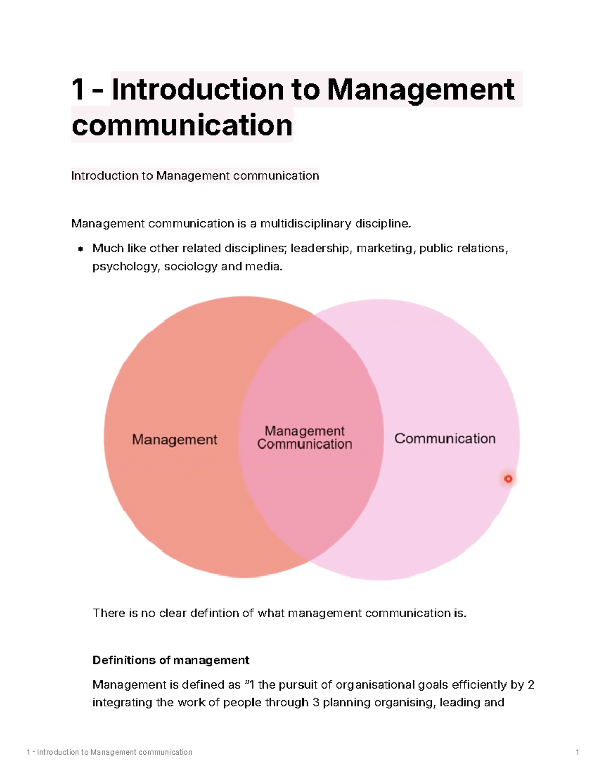 1 - Introduction to Management communication - 1 - Introduction to ...