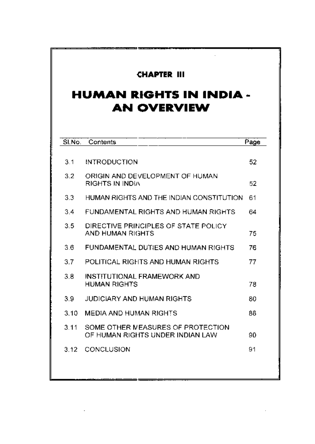 Human rights law in India CHAPTER Ill HUMAN RIGHTS IN INDIA