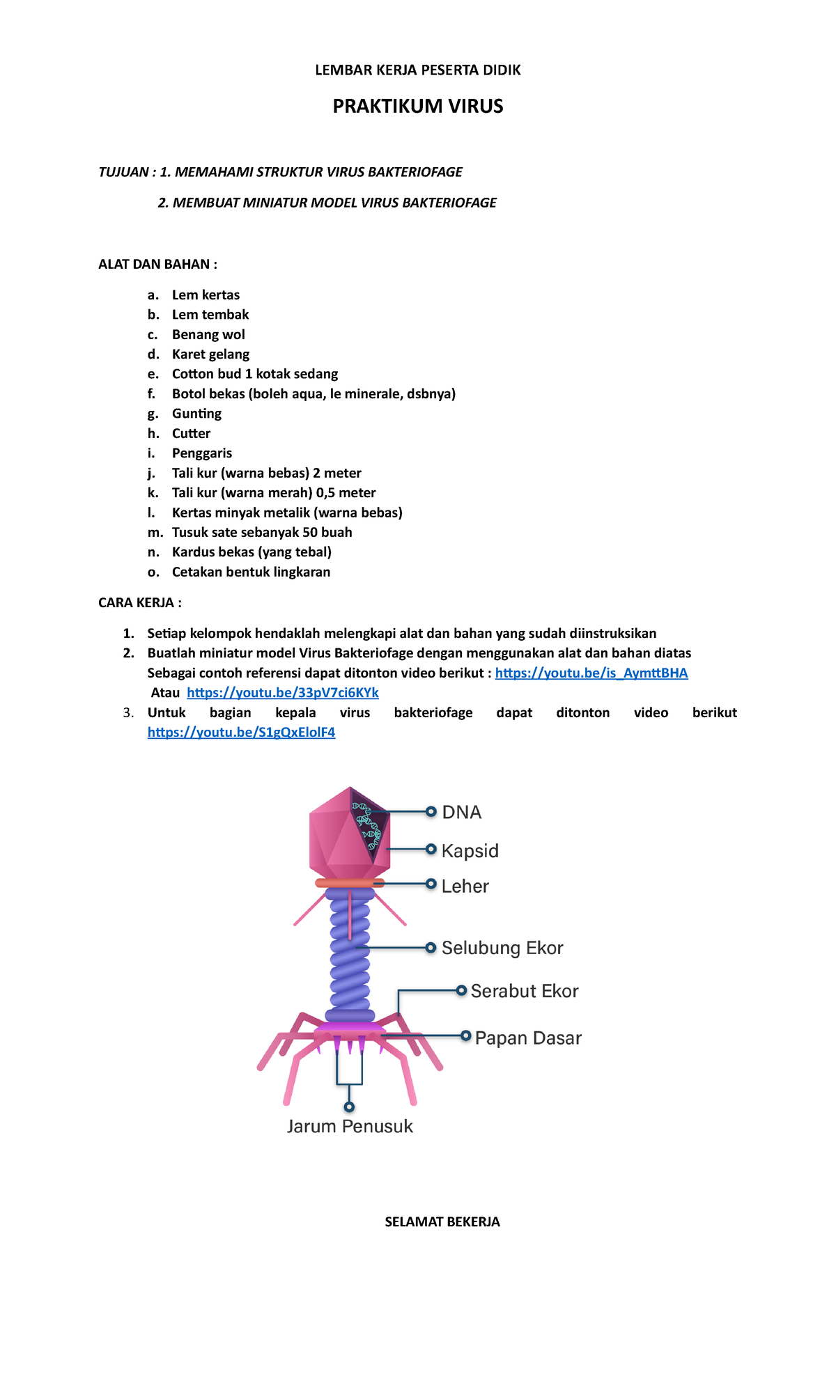 Lkpd Proyek Virus Biologi Kelas X Lembar Kerja Peserta Didik Praktikum Virus Tujuan 1 3559