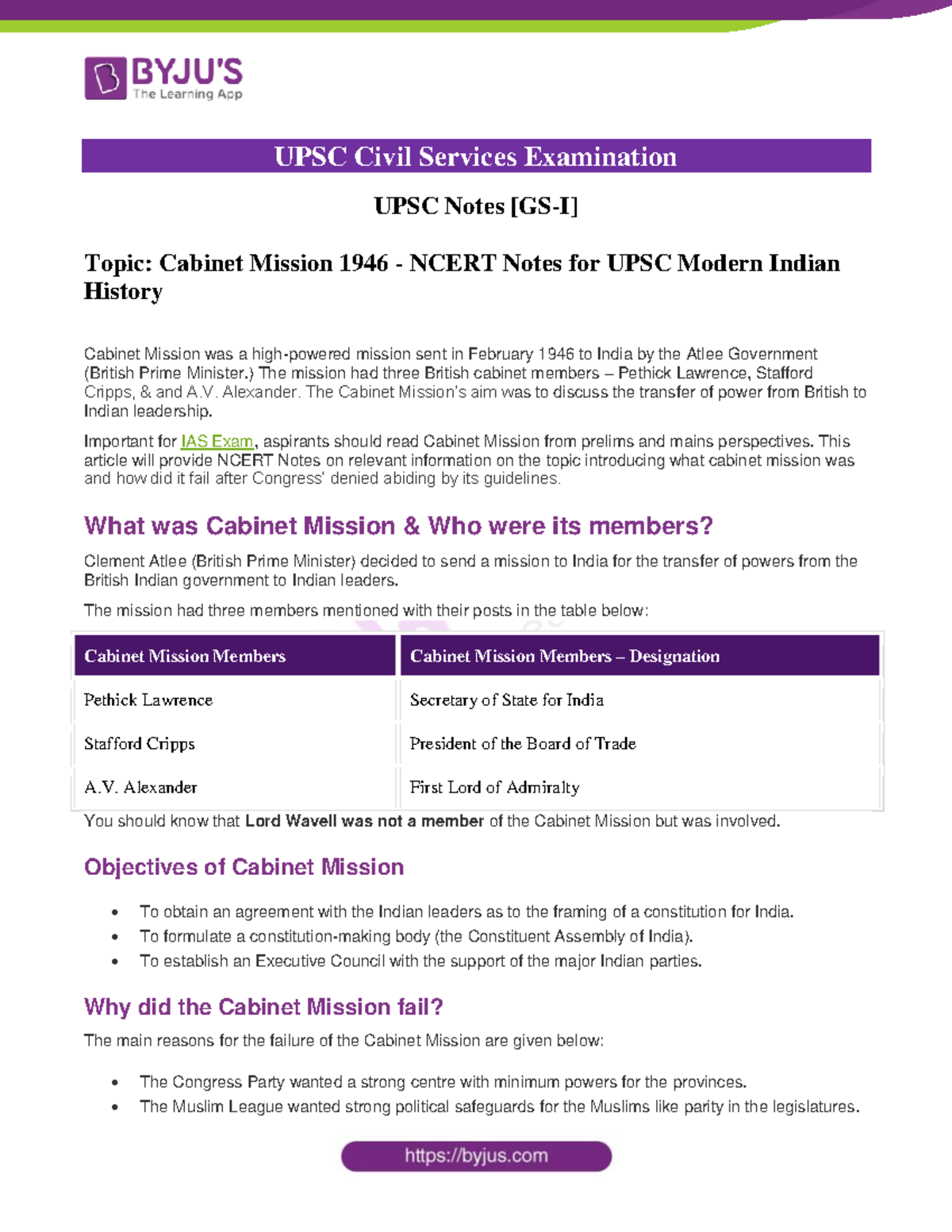 cabinet-mission-1946-ncert-notes-for-upsc-modern-indian-history-upsc
