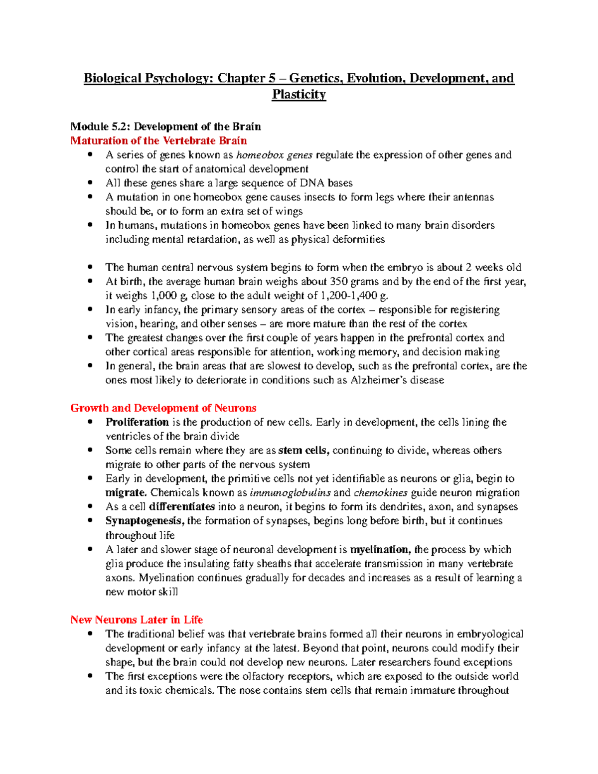 PSY324 chapter 5 - Biological Psychology: Chapter 5 – Genetics ...