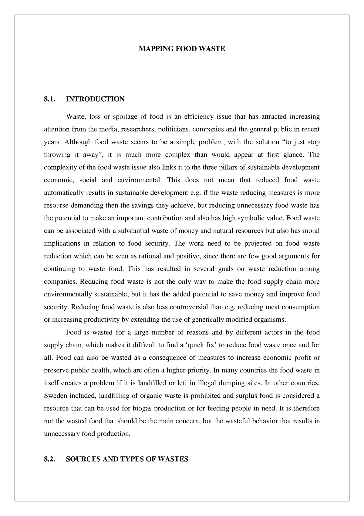 food waste essay introduction