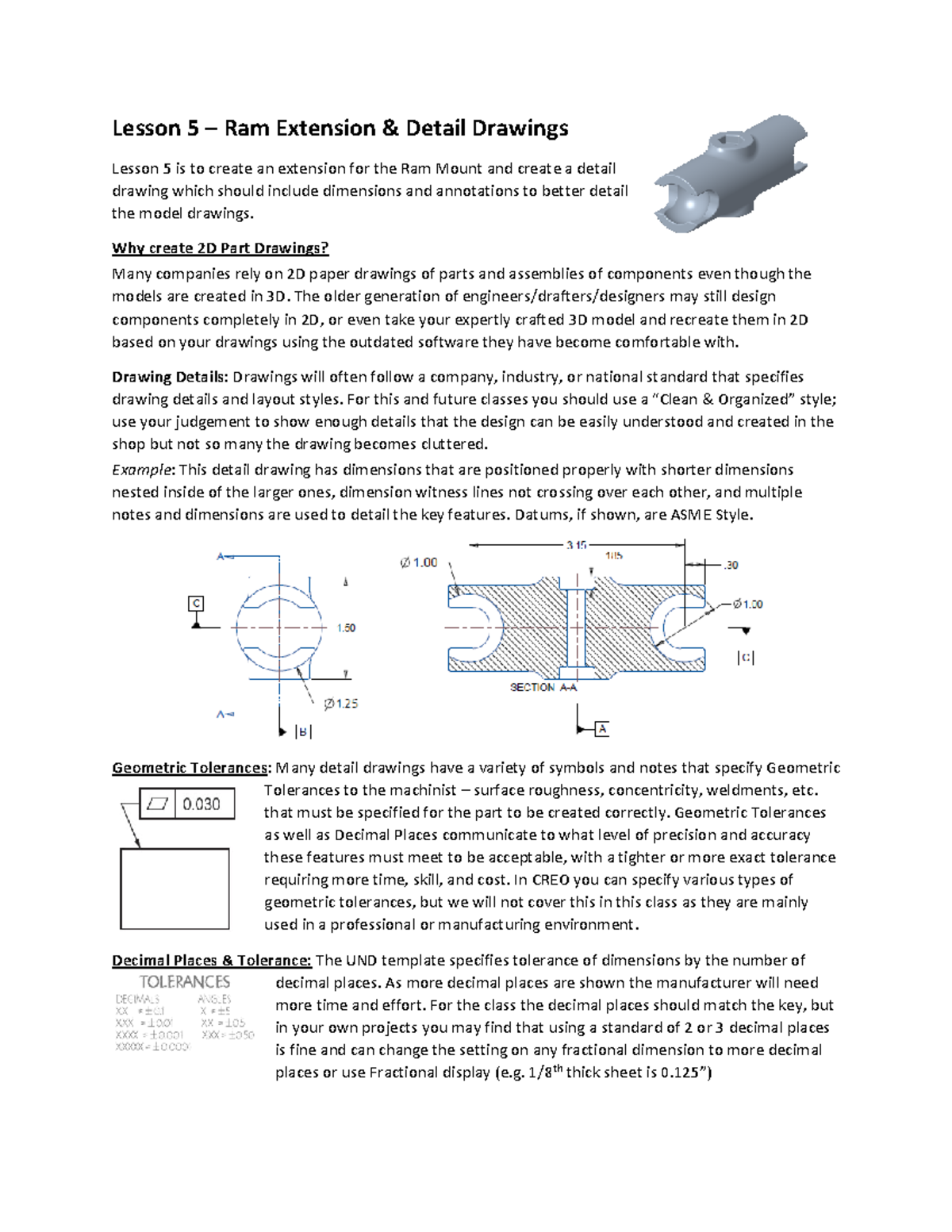 Lesson 5 - Detail Drawings (Ram Extension) - Lesson 5 – Ram Extension ...