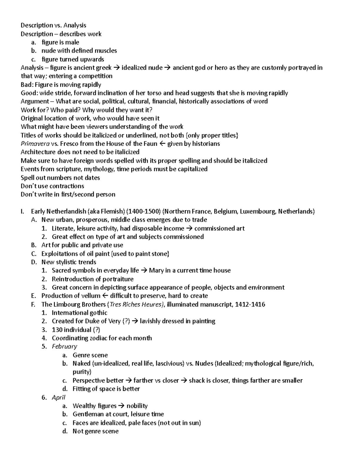 Early Netherlandish (1400-1500) - Description vs. Analysis Description ...