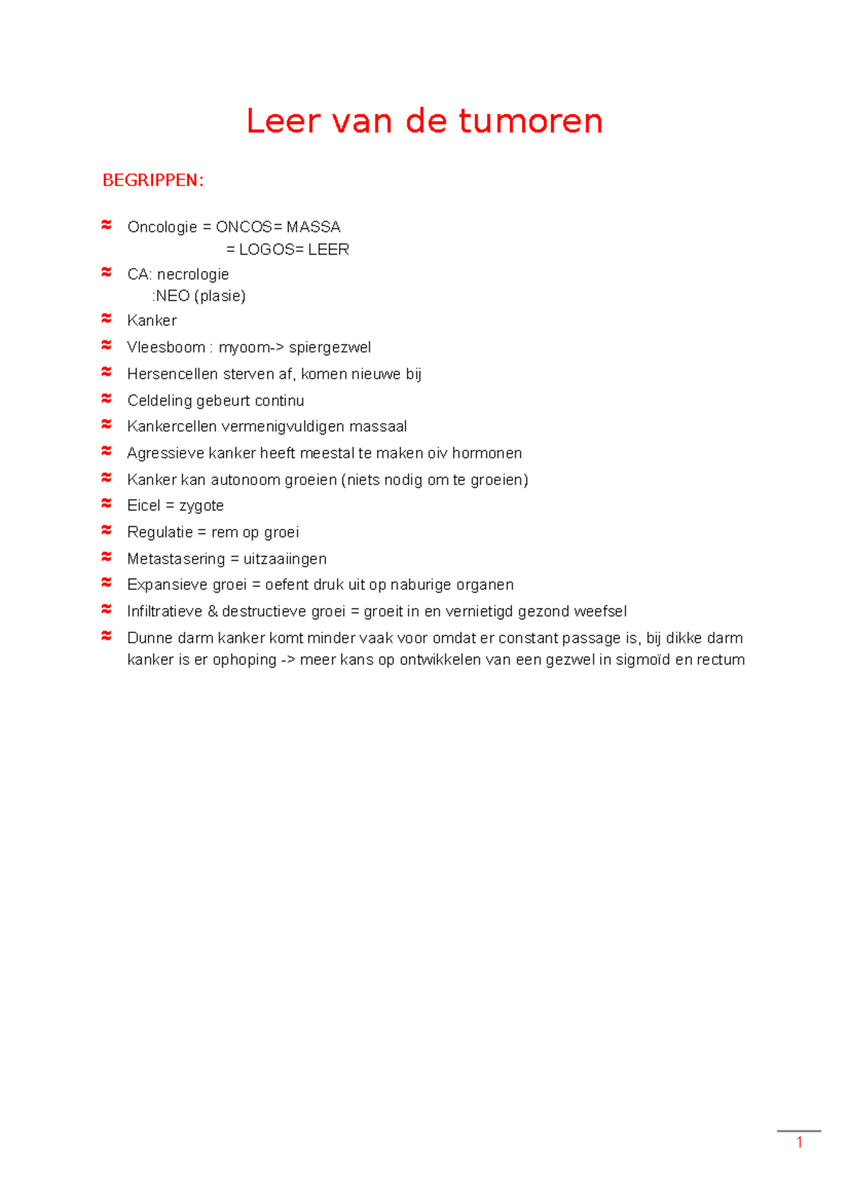 Tumoren - Samenvatting Pathologie En Ziekteleer - 1 Leer Van De Tumoren ...