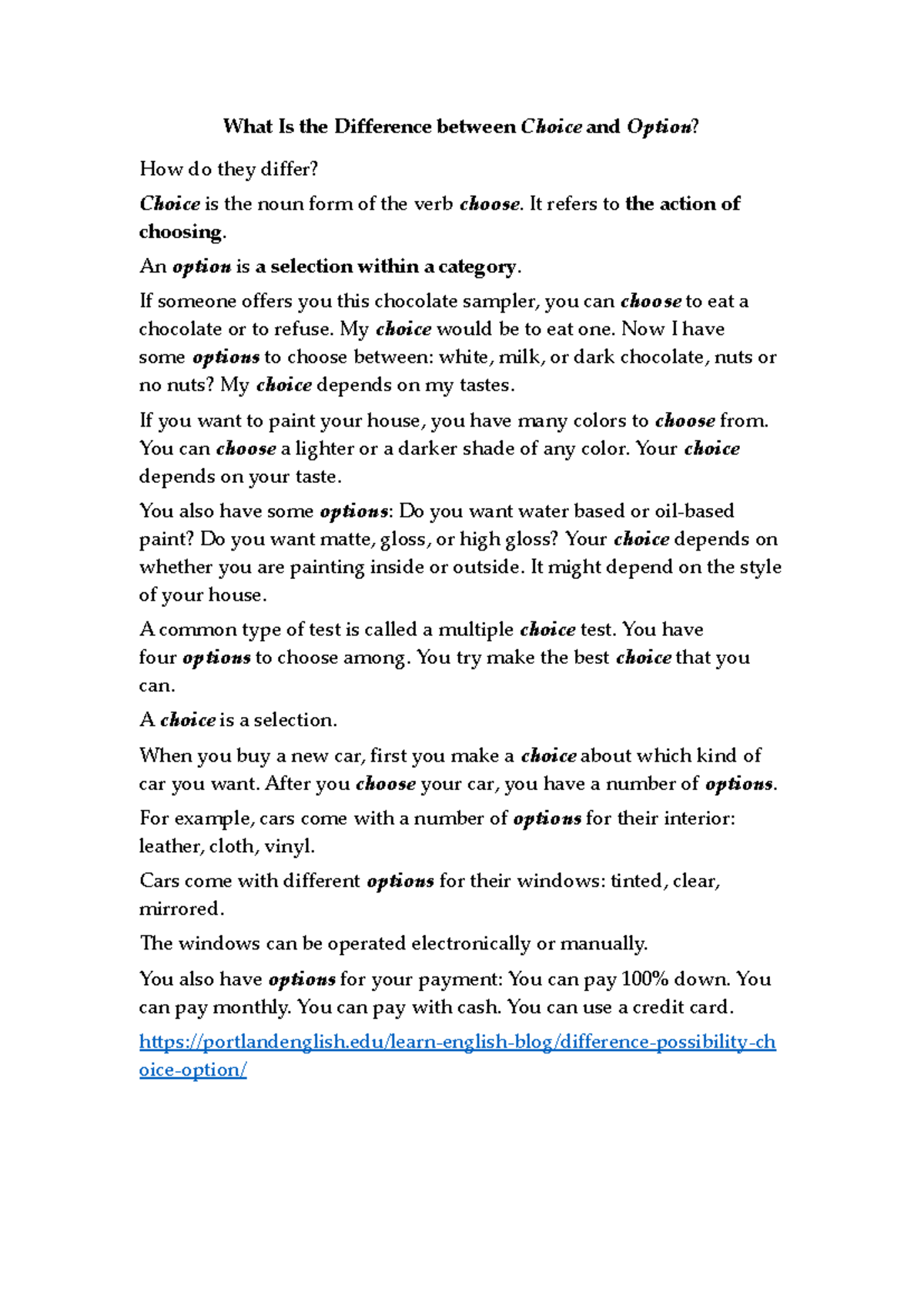 What Is the Difference between Choice and Option - It refers to the ...