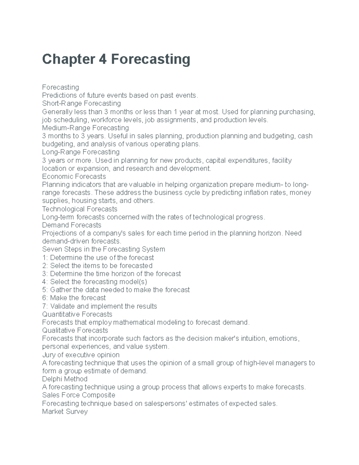 Chapter 4 Forecasting - Lecture Notes 5-8 - Chapter 4 Forecasting ...