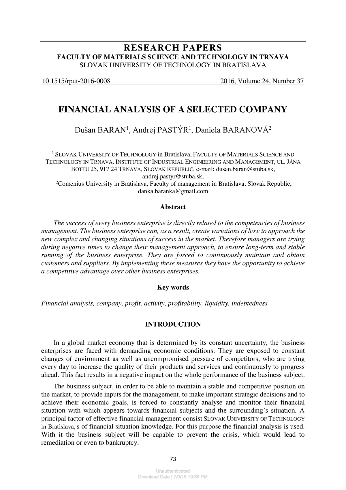 literature review on financial analysis pdf