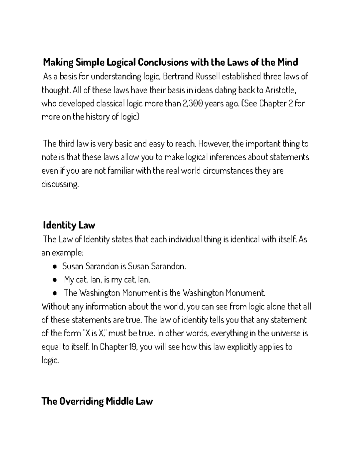 Making Simple Logical Conclusions - All of these laws have their basis ...