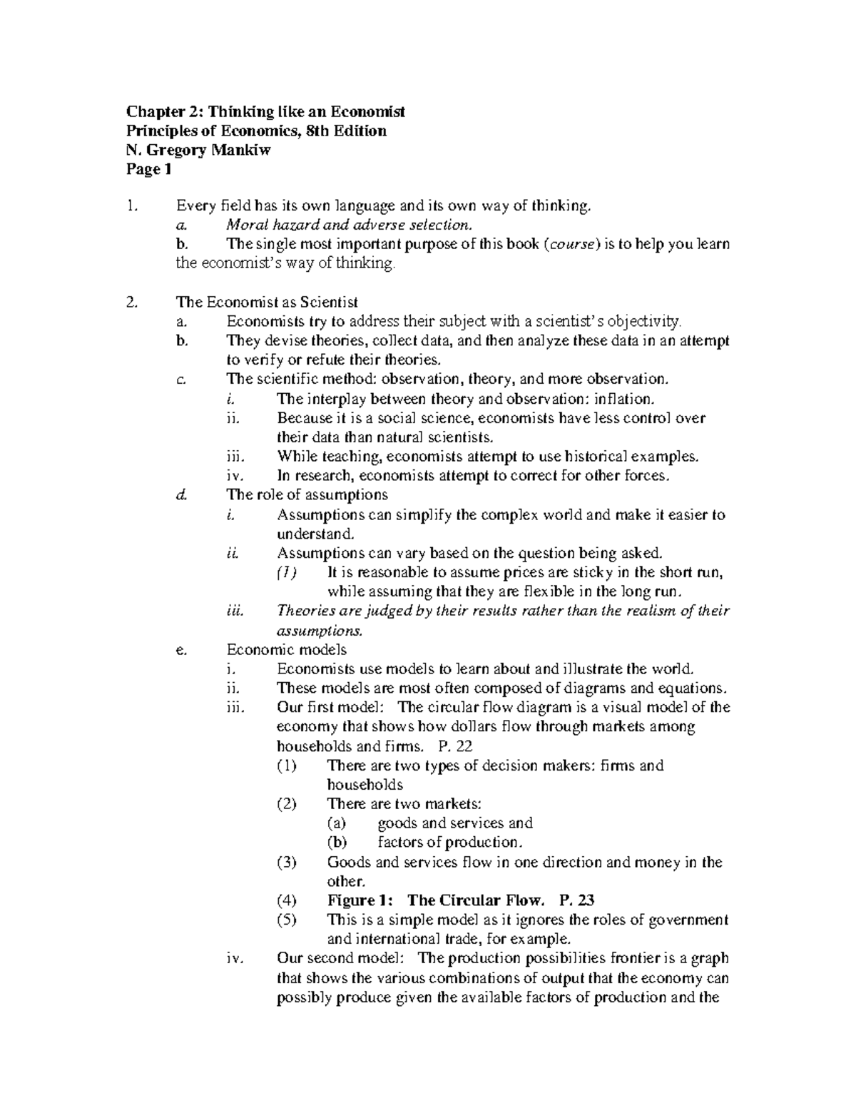 M2 - summary Mankiw chapter 2 - Principles of Economics, 8th Edition N ...