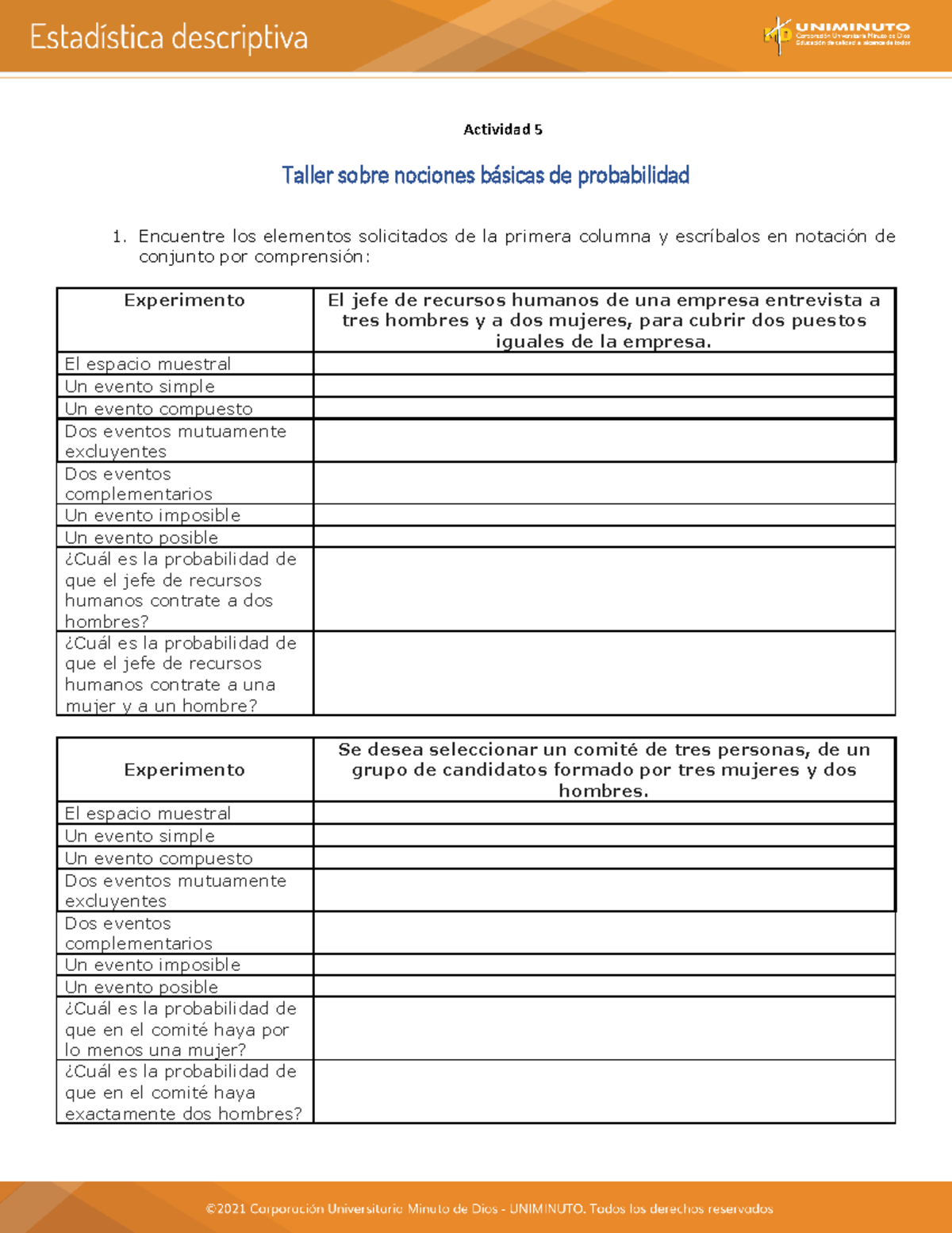 Actividad 5 - Actividad 5 Taller Sobre Nociones B·sicas De Probabilidad ...