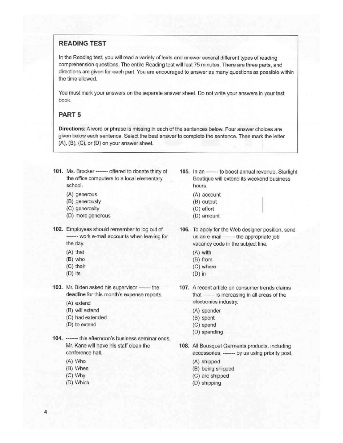 Y1-Test1 - toeic - Studocu