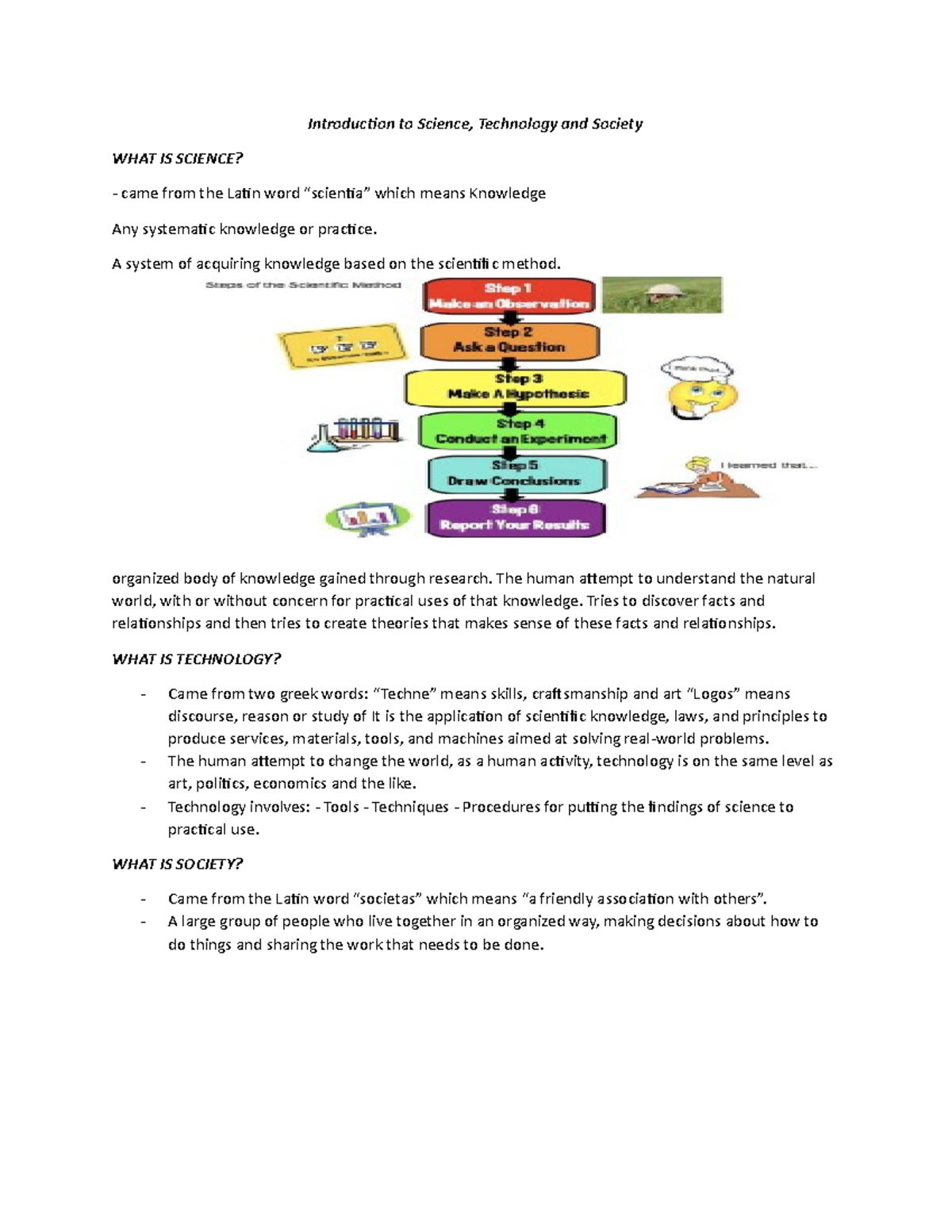 GED 109 - Midterm Reviewer - Introduction to Science, Technology and ...