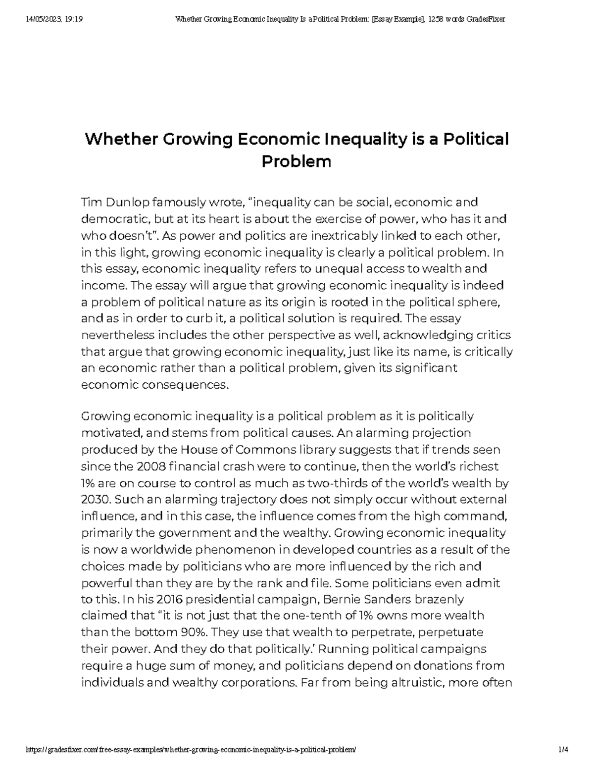 economic inequality essay pdf