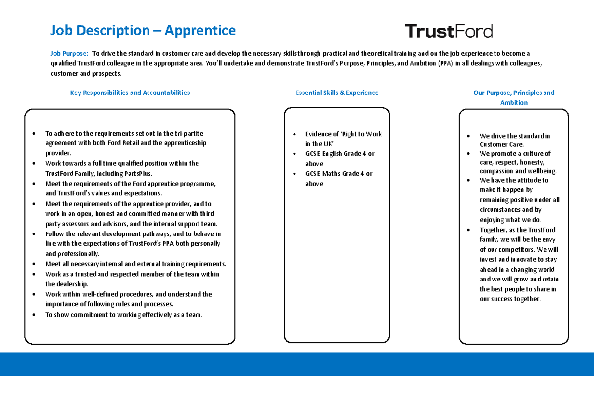 Apprentice - jeuwiwisyd - Job Description – Apprentice Job Purpose: To ...
