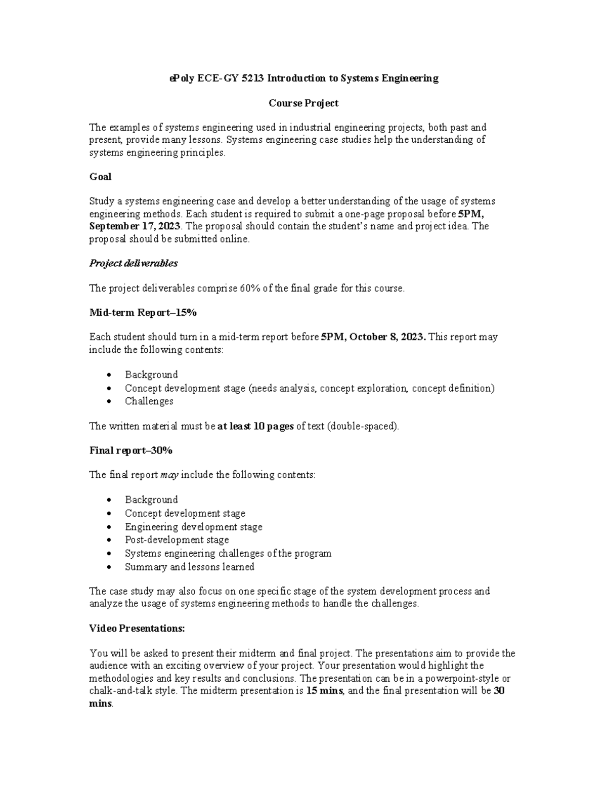 Project Assignment Fall 2023 - ePoly ECE-GY 5213 Introduction to ...
