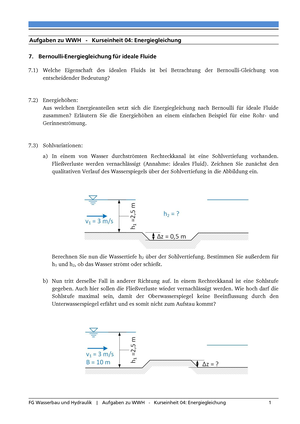 4 Energiegleichung Aufgaben Studocu