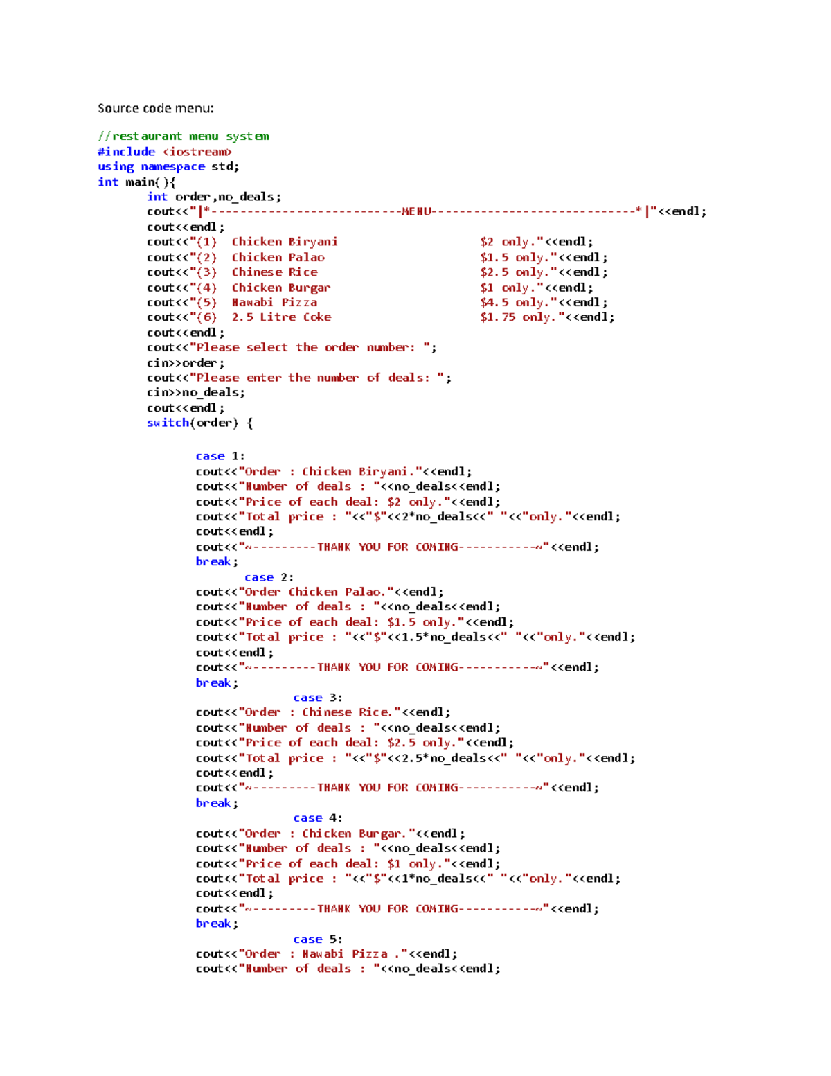 Source code menu - zui - Source code menu: //restaurant menu system # ...