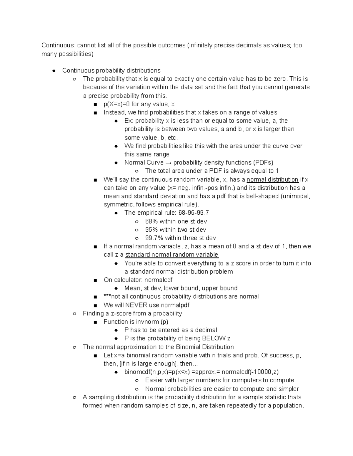 10 25 continuous random variables - Continuous: cannot list all of the ...