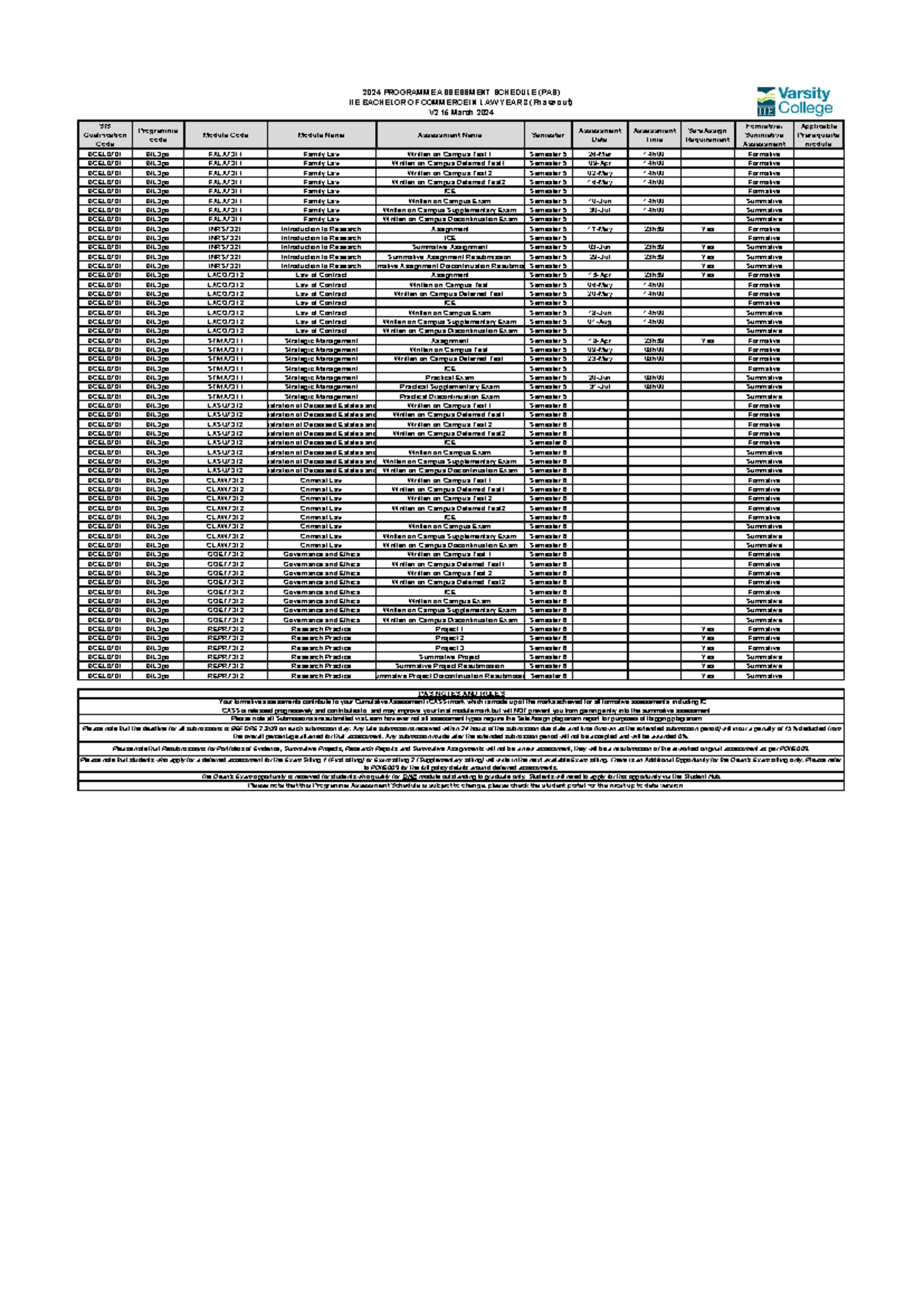 Iievc BCEL0701 Year 3(Phase out) Programme Assessment Schedule 2024 V2 ...