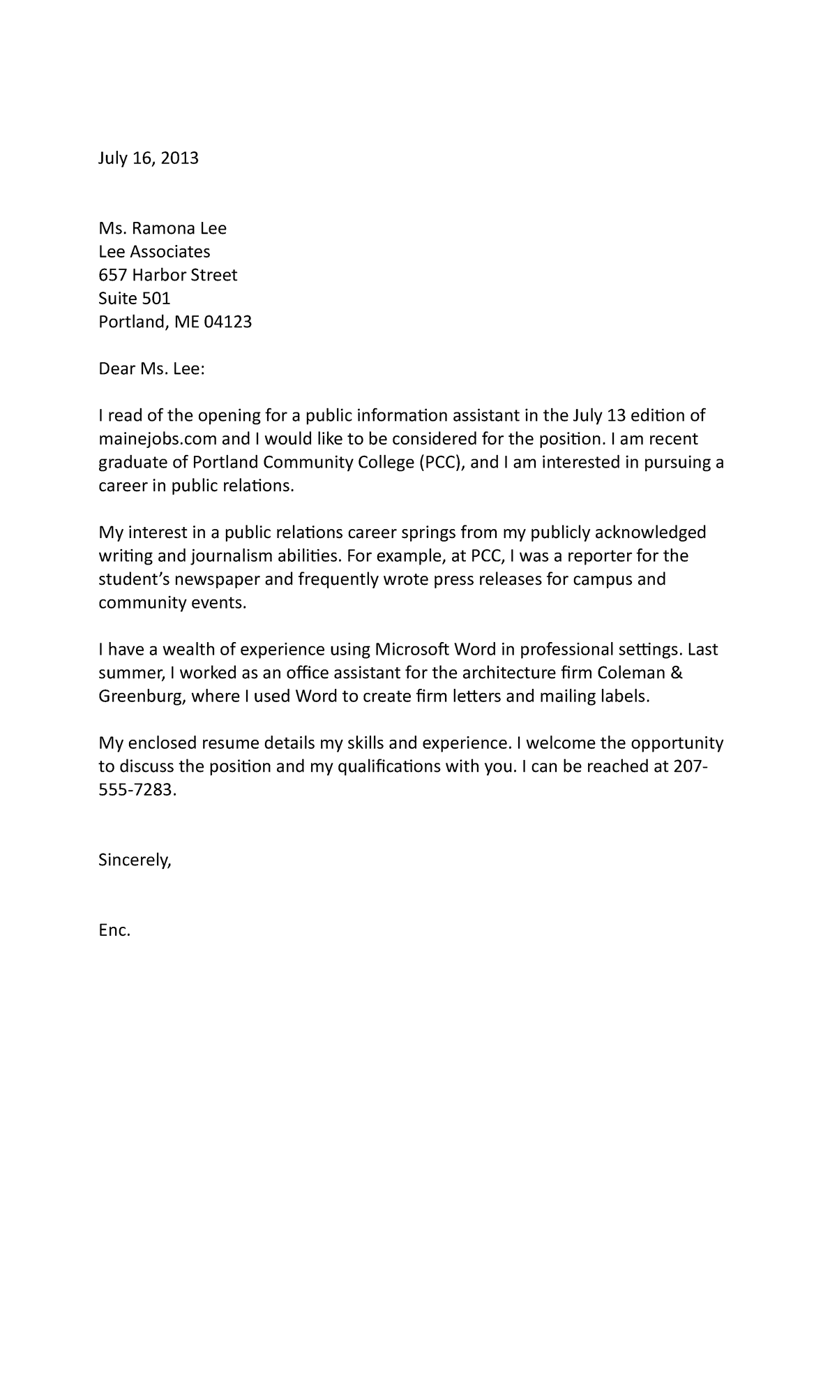 WD A-Lee Cover Letter - Dear Mr. Cummings: I am delighted to accept ...