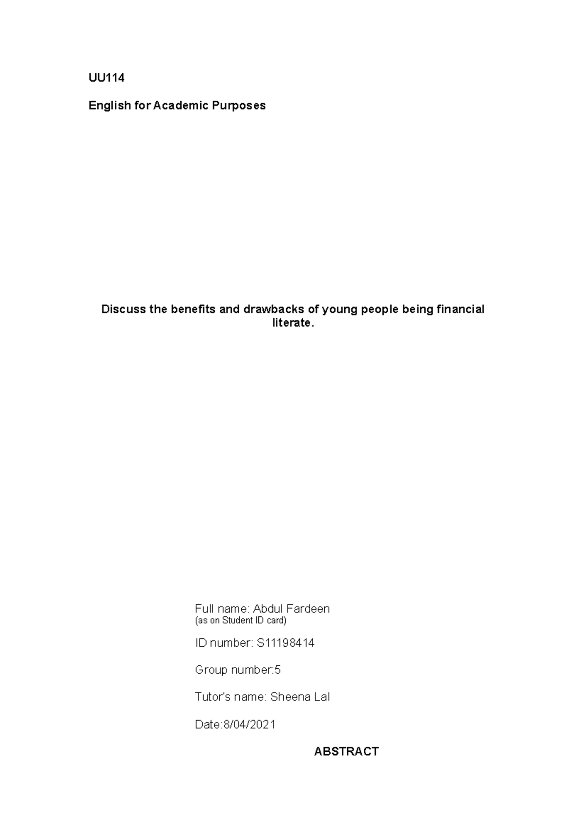 S11198414 uu114 - Sample essay - UU English for Academic Purposes ...