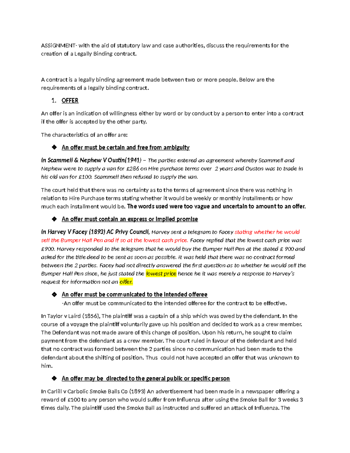 Assignment - on contracts - ASSiGNMENT- with the aid of statutory law ...