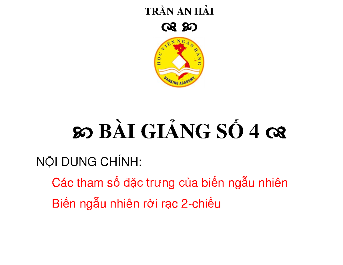 BAI Giang XS TK S4 TRAN AN HAI TR N AN H I B I GI NG S 4 N I DUNG 