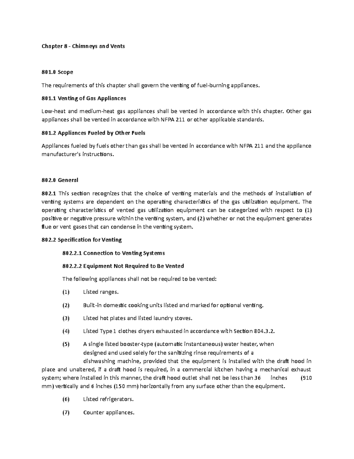 Chapter 8 - Chapter 8 - Chimneys and Vents 801 Scope The requirements ...